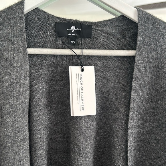 NWT 7 For All Mankind Grey Fringe Poncho Wrap - Picture 3 of 6